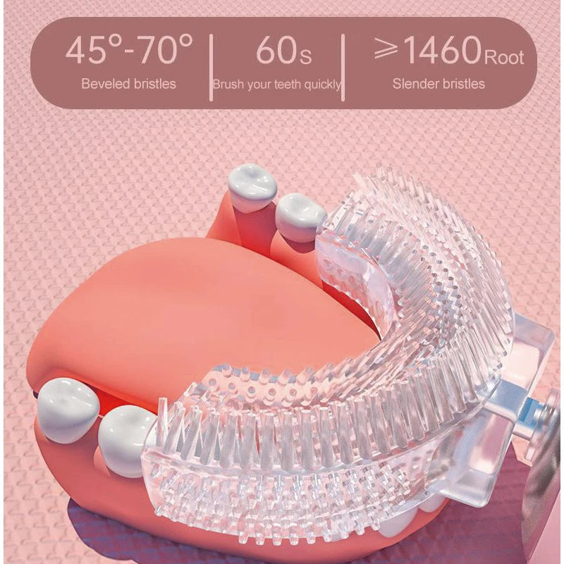 Escova de Dentes Infantil Elétrica 360° | Formato de U, Limpeza Rápida e Divertida! 🦷✨